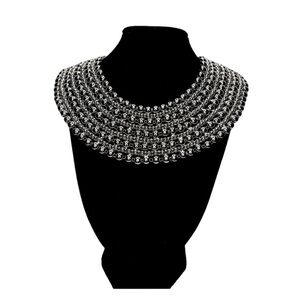 Beaded large adjustable collar necklace
